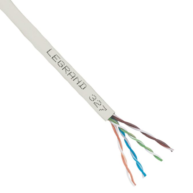 Кабель сетевой, Legrand, 032750, Cat.5e, U/UTP, 4x2x1/0.5мм, LSZH, 305 м/б (Огнеупорный, Отличается низким дымовыделением, Не содержит галогенов)