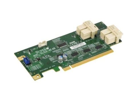 NVMe Host Bus адаптер, Supermicro, AOC-SLG3-4E4R-O, U.2, quad-port, Redriver, PCI-E 3.0 x16