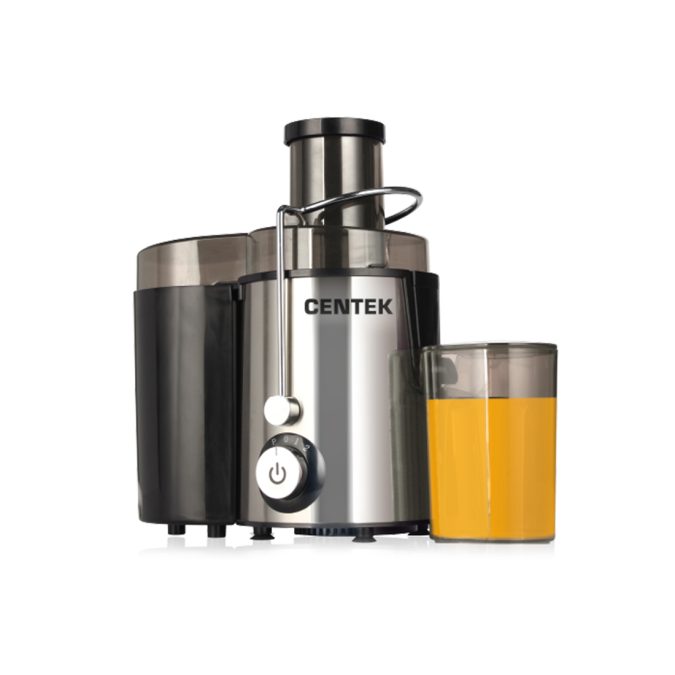 Соковыжималка центробежная, Centek, CT-1209, 600Вт, 2 скор., Стакан 500 мл, Горловина 65мм, Черный/сталь