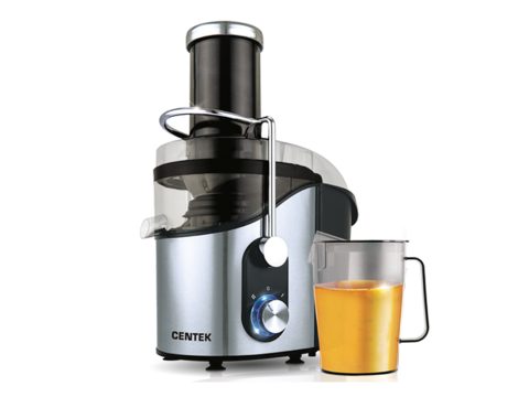 Соковыжималка центробежная, Centek, CT-1212, 1200Вт, 2 скор., Стакан 1100 мл, Горловина 75мм, Черный/сталь