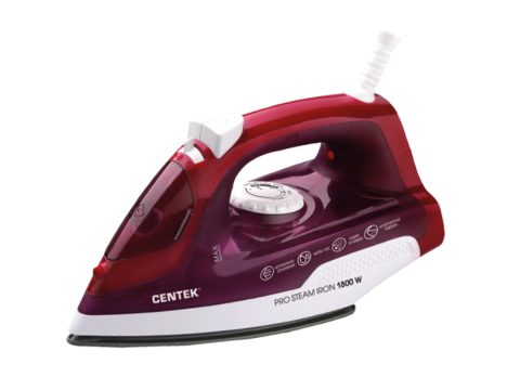 Утюг, Centek, CT-2347, 1800Вт, Антипригар. подошва, Паровой удар, Самоочистка, 200мл, фиолетовый