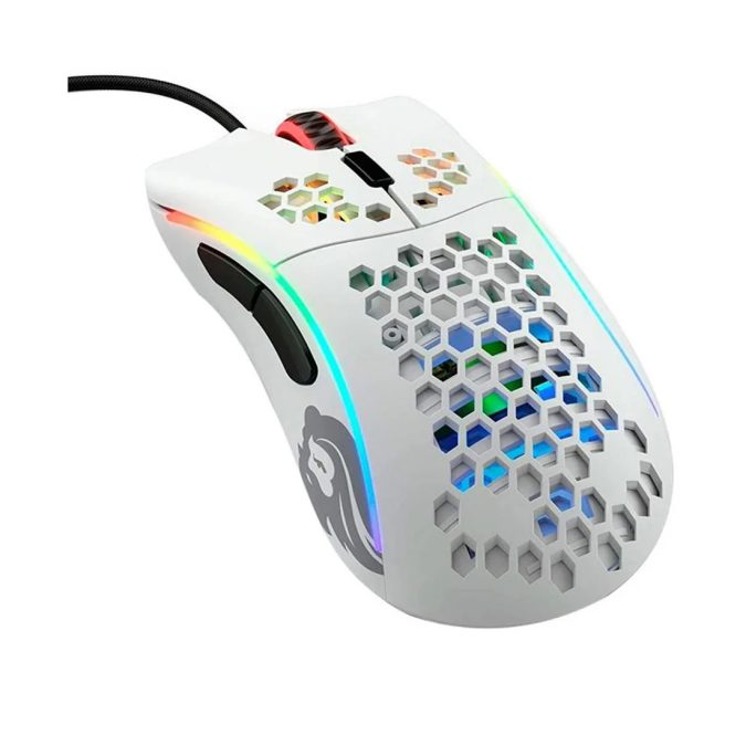 Компьютерная мышь, Glorious, Model D-, GLO-MS-DM-MW, Игровая, Оптическая, Проводная, Pixart PMW-3360 Sensor, 12000 DPI, 250+ IPS, 50G, 1000 Hz, RGB, 6 кнопок, Длина провода 2м, Матовый белый