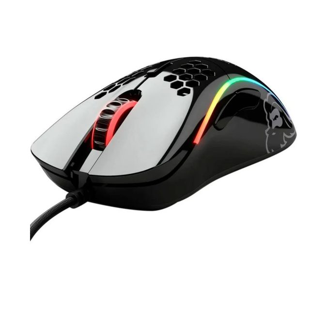 Компьютерная мышь, Glorious, Model D-, GLO-MS-DM-GB, Игровая, Оптическая, Проводная, Pixart PMW-3360 Sensor, 12000 DPI, 250+ IPS, 50G, 1000 Hz, RGB, 6 кнопок, Длина провода 2м, Глянцевый черный