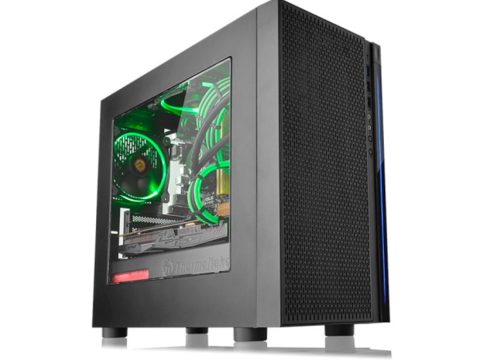 Компьютерный корпус, Thermaltake, Versa H18, CA-1J4-00S1WN-00, Micro-Tower, M-ATX/Mini-ITX, USB 3.0*1, USB 2.0*1, HD-Audio, Кулер 12см, Длина VGA до 350мм, Процессорный кулер 155мм, 2*2,5"/2*3,5", Сталь, 398*205*439мм, Без Б/П, Чёрный