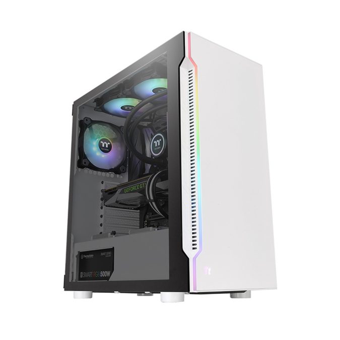 Компьютерный корпус, Thermaltake, H200 TG White RGB, CA-1M3-00M6WN-00, Mid tower, ATX/Mini-ITX/M-ATX, USB 3.0*2, HD Audio, 1*120мм, Высота процессорного кулера до 180мм, Длина VGA до 320мм, 2*3.5"/3*2.5", Сталь, 4мм Закаленное стекло*1, 454x210x416мм, Без Б/П, Белый