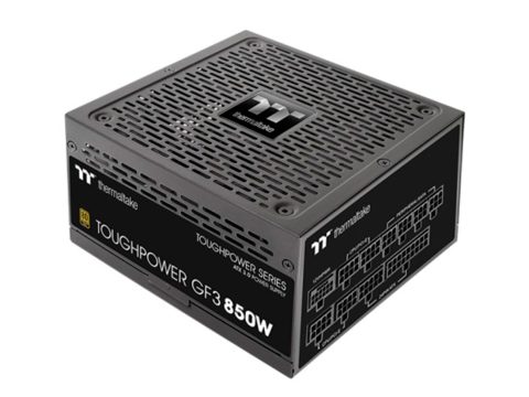 Блок питания, Thermaltake, Toughpower GF3 850W Gold, PS-TPD-0850FNFAGE-4, 850W, ATX 3.0, Gold, APFC, 20+4pin, 4+4pin, 8pin, 12*Sata, 4*Molex, 4*PCI-E 6+2pin, 12VHPWR, FDD, Modular, Вентилятор 13.5см, 150х86х160мм, Чёрный
