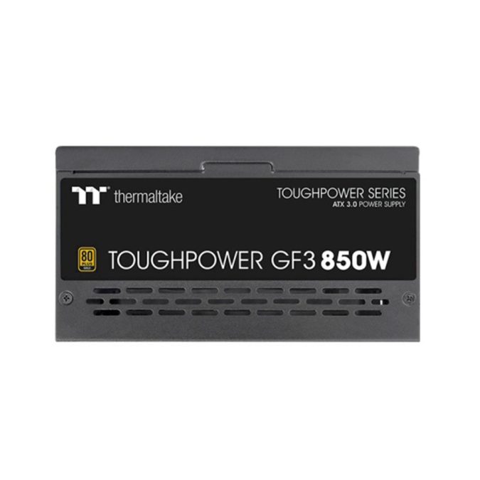 Блок питания, Thermaltake, Toughpower GF3 850W Gold, PS-TPD-0850FNFAGE-4, 850W, ATX 3.0, Gold, APFC, 20+4pin, 4+4pin, 8pin, 12*Sata, 4*Molex, 4*PCI-E 6+2pin, 12VHPWR, FDD, Modular, Вентилятор 13.5см, 150х86х160мм, Чёрный
