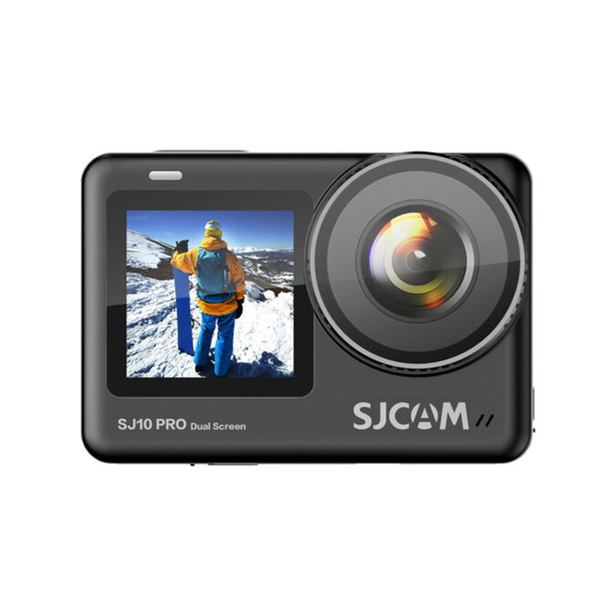 Экшн-камера, SJCAM, SJ10 PRO DUAL SCREEN, 4K/60fps, Sony IMX377 12 МП 170°, Wifi 10 м/2,4 & 5 Hz, Slow motion, Чипсет Ambarella H22S85, 1300mAh, 2.33" сенсорный дисплей, Чёрный
