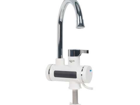 Бытовой кран с подогревом воды, AQUA, BEF-009C, 220В, Температура нагрева до +60 С, Длина кабеля 1.5м, Серебристый
