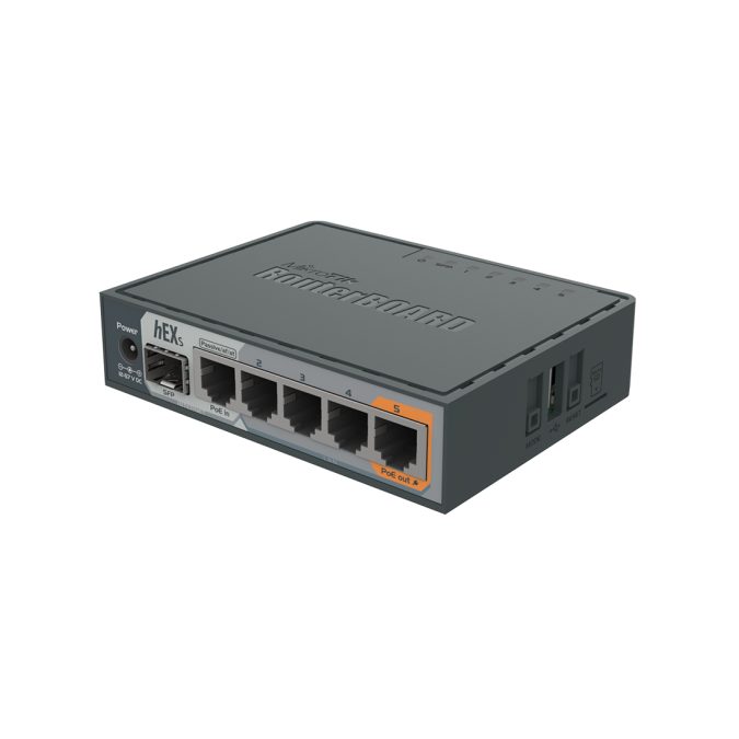 Маршрутизатор, MikroTik, RB760iGS, hEX S, 5  10/100/1000 Ethernet port, 1  SFP,1  USB (тип А), 1  MicroSD