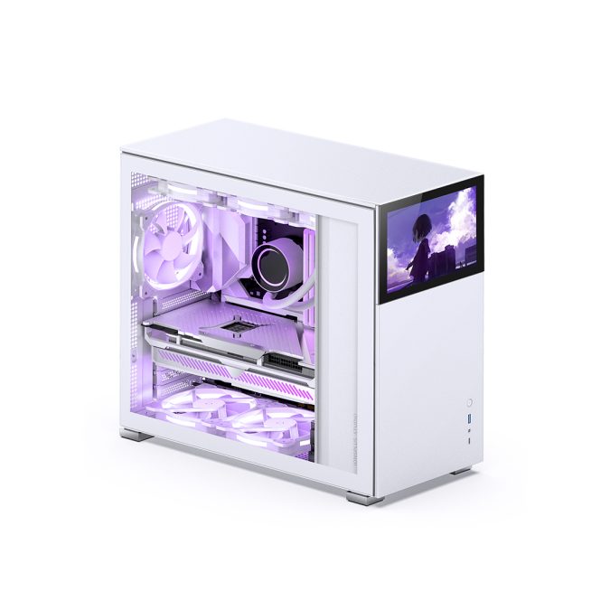 Компьютерный корпус, Jonsbo, D41 STD SCREEN, D41 STD SC White, Mid-Tower, ATX/M-ATX, USB Type-C*1, USB 3.0*1, Audio+Mic, Высота процессорного кулера до 168 мм, Длина видеокарты до 400 мм, 2*3.5/3*2.5, Сталь, Пластик, Закаленное стекло, 205*407*452, Экран 8", IPS, 300 кд, 1280х800, 60Гц, Белый