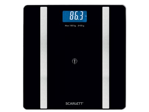 Весы, Scarlett, SC-BS33ED110, Материал корпуса стекло ABS-пластик, Макс вес 180 кг, Автоматическое включение/выключение, Тип батарейки AAA, Bluetooth, Черный