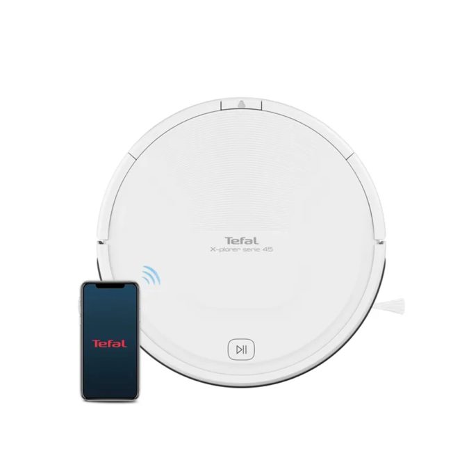 Робот-пылесос, Tefal, RG8227WH, Автономная работа 150 мин, Время зарядки 6 часов, Емкость контейнера для пыли 0,44л, Уровень шума 70 дБ, Белый