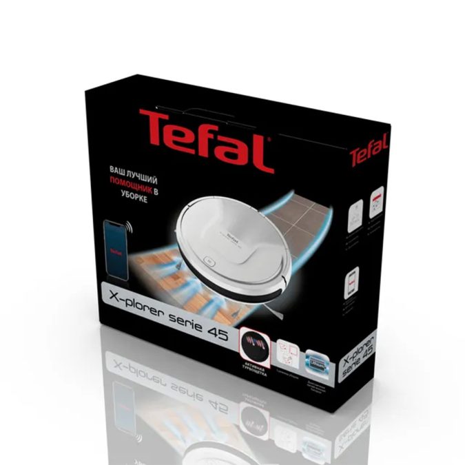Робот-пылесос, Tefal, RG8227WH, Автономная работа 150 мин, Время зарядки 6 часов, Емкость контейнера для пыли 0,44л, Уровень шума 70 дБ, Белый