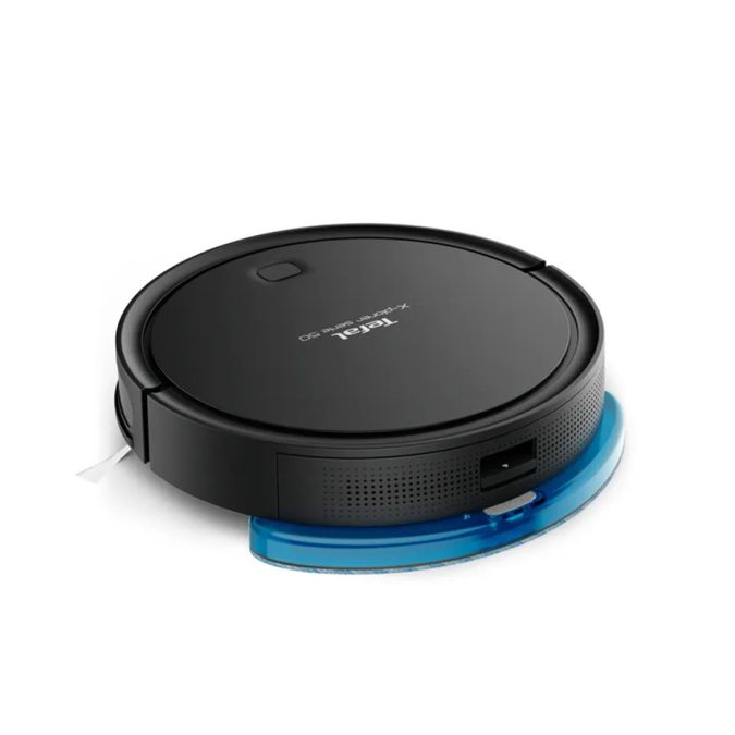 Робот-пылесос, Tefal, RG7365WH, Мощность всасывания 1300 ПА, Время работы до 150 мин, 3 режима работы, Контейнер для пыли 0,25 л, Wi-Fi, Набор для влажной уборки с2-мя тряпками , Гироскоп + карта, Черный