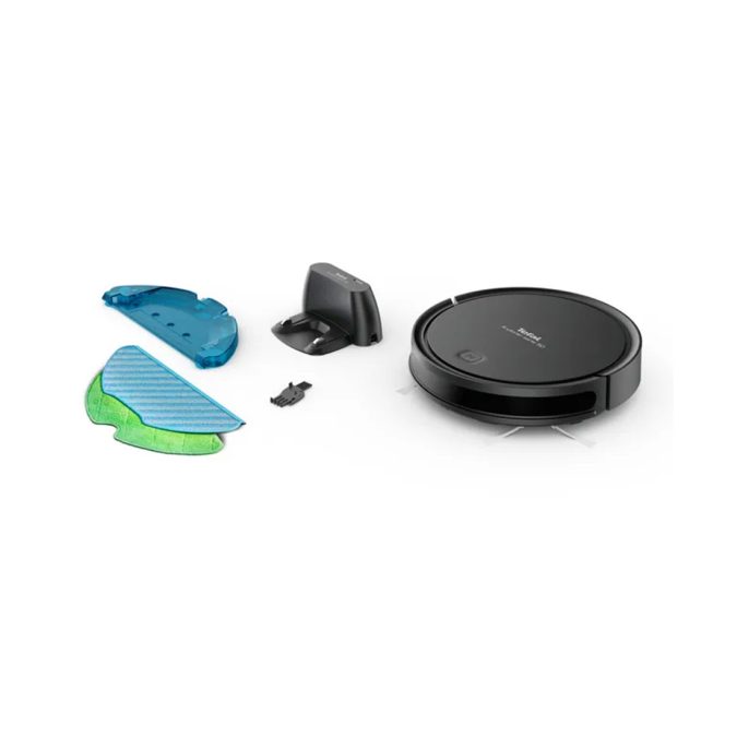 Робот-пылесос, Tefal, RG7365WH, Мощность всасывания 1300 ПА, Время работы до 150 мин, 3 режима работы, Контейнер для пыли 0,25 л, Wi-Fi, Набор для влажной уборки с2-мя тряпками , Гироскоп + карта, Черный