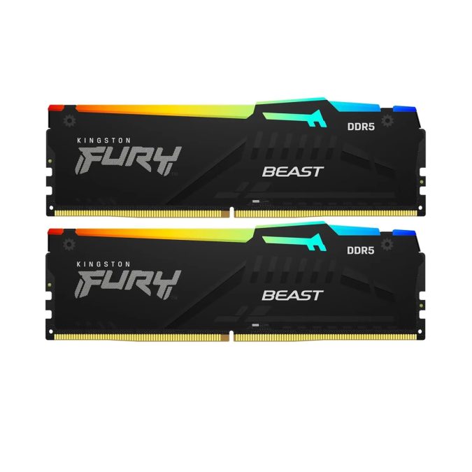 Комплект модулей памяти, Kingston, FURY Beast RGB KF556C36BBEAK2-32 (Kit 2x16GB), DDR5, 32GB, DIMM , Чёрный