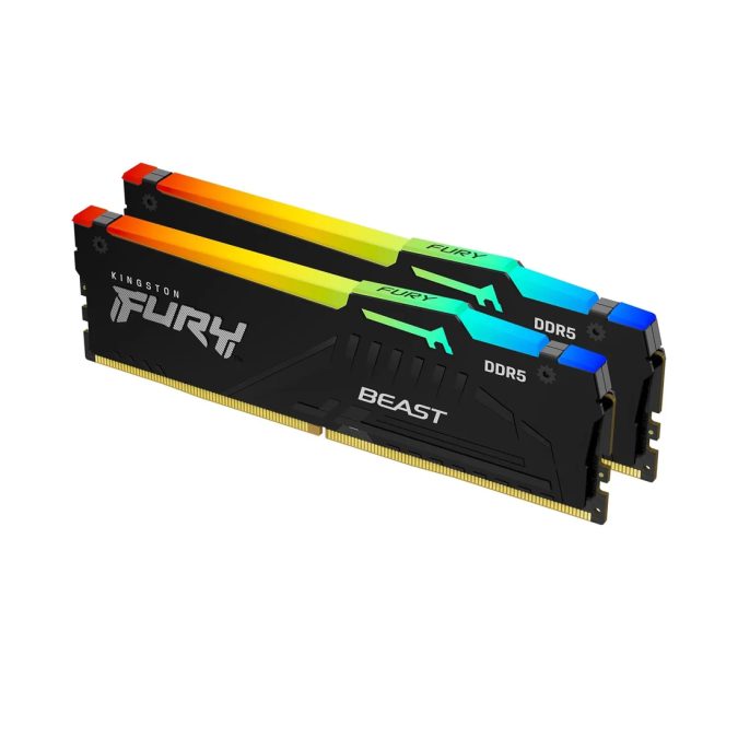 Комплект модулей памяти, Kingston, FURY Beast RGB KF556C36BBEAK2-32 (Kit 2x16GB), DDR5, 32GB, DIMM , Чёрный