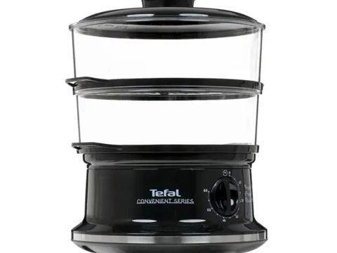 Пароварка, Tefal, VC140131, Мощность 900 Вт, 2 яруса, Объем резервуара для воды 1.5л, Автоотключение, Таймер, Чаша для риса, 2 чаши, Черный