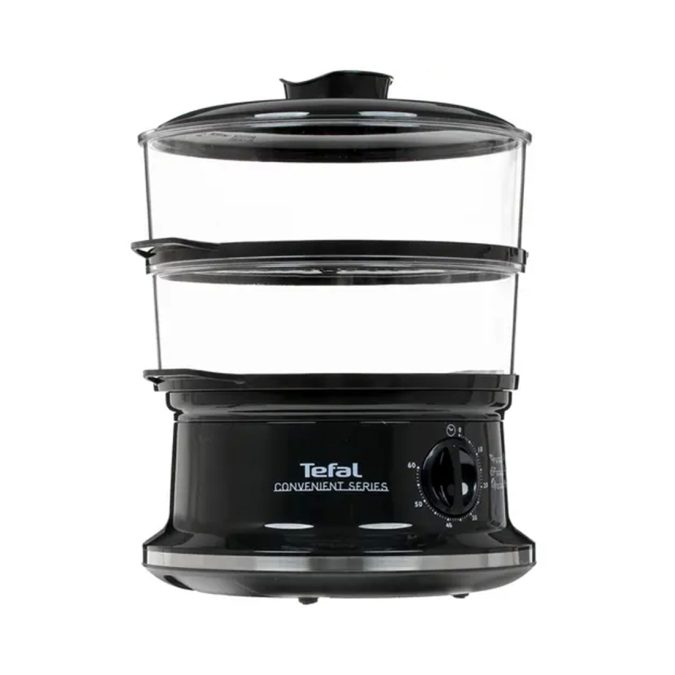 Пароварка, Tefal, VC140131, Мощность 900 Вт, 2 яруса, Объем резервуара для воды 1.5л, Автоотключение, Таймер, Чаша для риса, 2 чаши, Черный