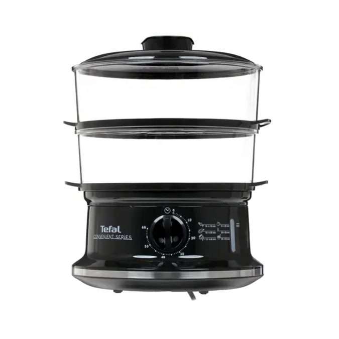 Пароварка, Tefal, VC140131, Мощность 900 Вт, 2 яруса, Объем резервуара для воды 1.5л, Автоотключение, Таймер, Чаша для риса, 2 чаши, Черный