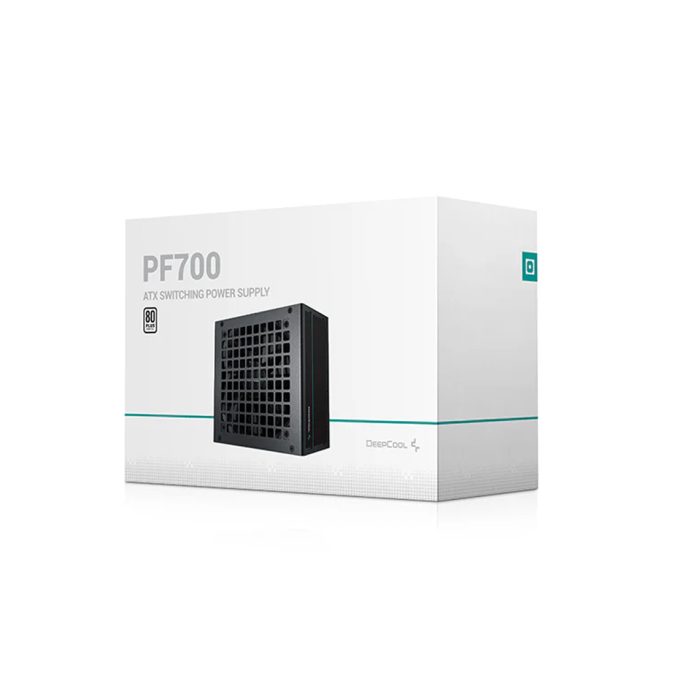 Блок питания, Deepcool, PF700 R-PF700D-HA0B-WDEU, 700W, ATX, White, APFC, 20+4 pin, 2*4+4pin, 6*Sata, 2*Molex, 4*PCI-E 6+2 pin, Вентилятор 12см, Кабель питания, Чёрный