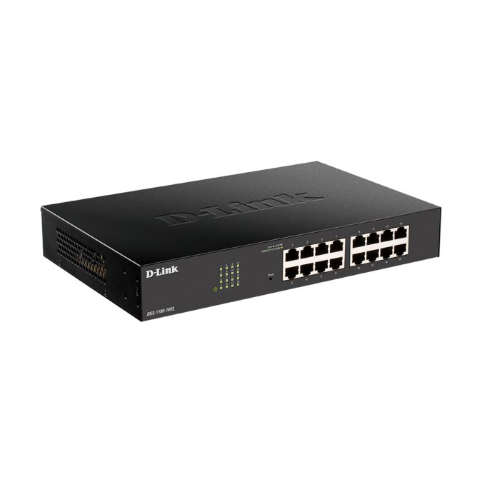 Коммутатор, D-Link, DGS-1100-16V2/A2A, 19-дюймовый стоечный, 16 портов 10/100/1000M RJ45, Управляемый L2, Корпус металл, 1U