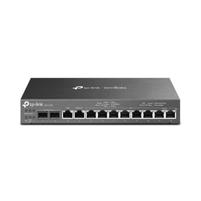 Маршрутизатор VPN, TP-Link, ER7212PC, 2 порта SFP WAN/LAN, 1 порт 10/1000/1000T WAN, 1 порт 10/1000/1000T WAN/LAN, 8 портов 10/100/1000T LAN, контроллер Omada