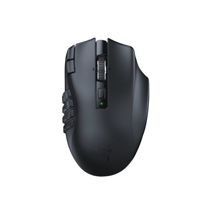 Компьютерная мышь, Razer, Naga V2 HyperSpeed, RZ01-03600100-R3G1, Игровая для MOBA и MMO игр, Оптическая 16000dpi (сенсор 5G), 3 сменные боковые панели с конфигурациями на 2, 6 и 12 кнопок(19 + 1) программируемые кнопки (с 12-кнопочной панелью), Подсветка Chroma настраиваемая 16.8 млн цветов, беспроводная, USB, Чёрная