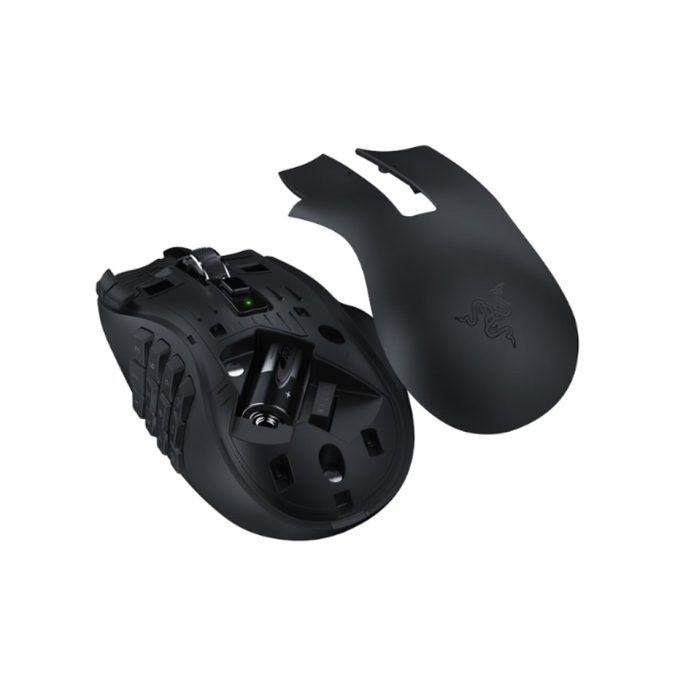 Компьютерная мышь, Razer, Naga V2 HyperSpeed, RZ01-03600100-R3G1, Игровая для MOBA и MMO игр, Оптическая 16000dpi (сенсор 5G), 3 сменные боковые панели с конфигурациями на 2, 6 и 12 кнопок(19 + 1) программируемые кнопки (с 12-кнопочной панелью), Подсветка Chroma настраиваемая 16.8 млн цветов, беспроводная, USB, Чёрная