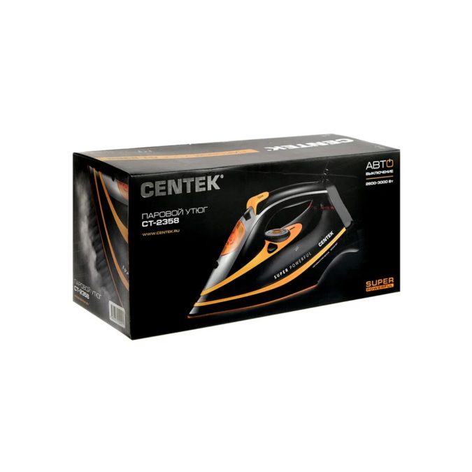 Утюг, Centek, CT-2358, 3000Вт, Керамическ подошва, 380мл, Паровой удар, Автовыключение, YELLOW