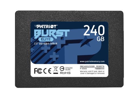 Твердотельный накопитель SSD, Patriot, Burst Elite PBE240GS25SSDR, 240 GB, SATA, 450/320 Мб/с