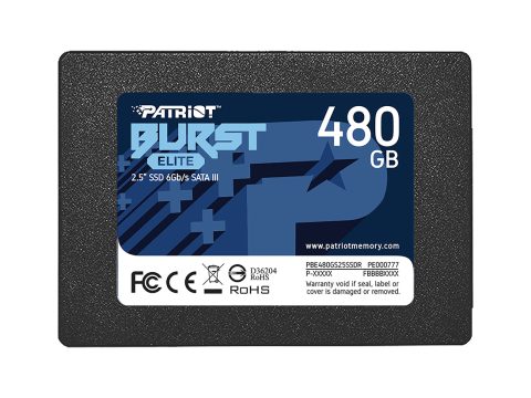 Твердотельный накопитель SSD, Patriot, Burst Elite PBE480GS25SSDR, 480 GB, SATA, 450/320 Мб/с