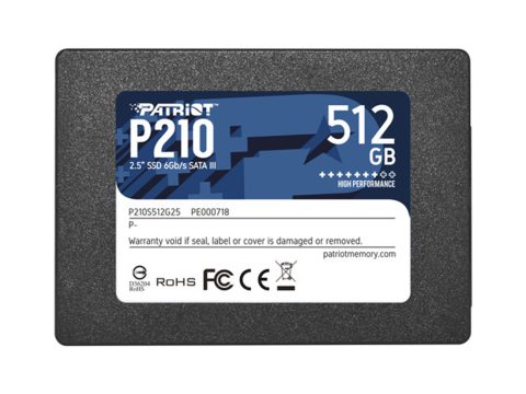 Твердотельный накопитель SSD, Patriot, P210 P210S512G25, 512 GB, SATA, 520/430 Мб/с