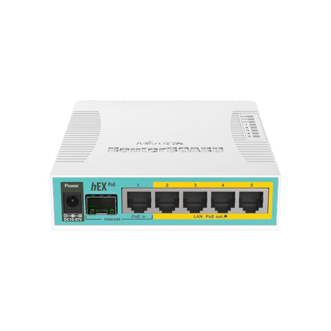 Маршрутизатор, MikroTik, RB960PGS, hEX PoE, 5 портов 10/100/1000M, (Ether2-Ether5 Passive PoE, 2А), 1хSFP, Passive PoE in, RouterOS (4), -40°C to 70°C, outdoor case