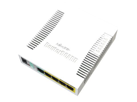 Коммутатор, MikroTik, CSS106-1G-4P-1S, RB260GSP, 5 портов 10/100/1000M, 2-5 Passive PoE 2A,, 1 порт SFP, Passive PoE in, SwOS, -20°C to 70°C, plastic case