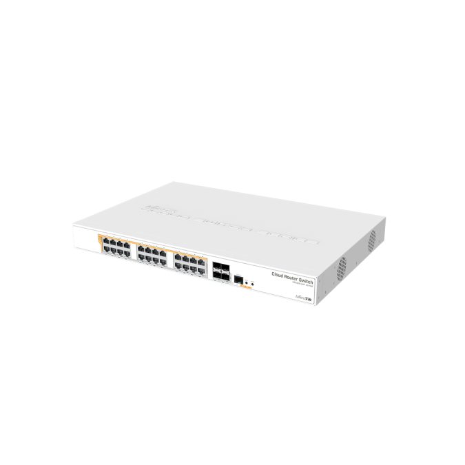 Коммутатор, MikroTik, CRS328-24P-4S+RM, Cloud Router Switch , 24 порта 10/100/1000M, Ether1-Ether24 PoE 802.3af/at (500W), 4 порта SFP+, RouterOS / SwitchOS, -20°C to 60°C, стоечный 1U