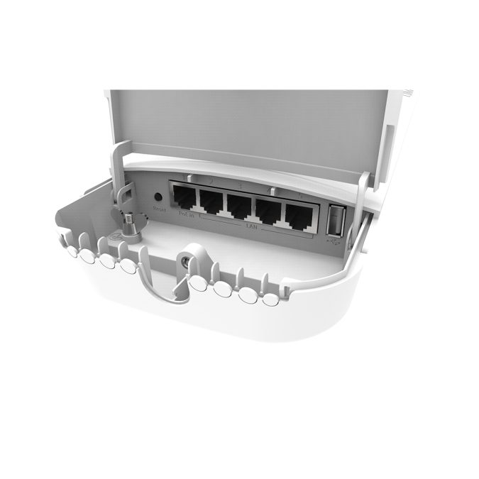 Точка доступа, MikroTik, RBOmniTikG-5HacD, OmniTIK 5 ac, 802.11a/n/ac, 5GHz, 7,5dBi omni, 5 портов 10/100/1000M, Ether1 Passive PoE in, USB, RouterOS (4), -40°C to 70°C, IP54