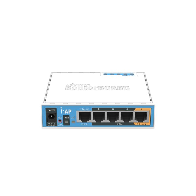 Маршрутизатор, MikroTik, RB951Ui-2nD, hAP, 5 портов 10/100M (Ether5 Passive PoE), USB, Passive PoE in, 802.11b/g/n, N300, RouterOS (4), -30°C to 70°C, desktop case