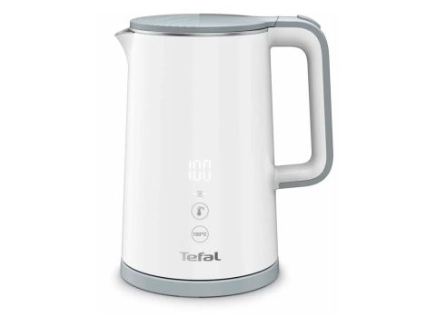 Чайник электрический, Tefal, KO693110, Двойные стенки, Мощность 1800 Вт, Объем 1,5 литра, Внутренняя колба-нержавеющая сталь, Внешние стенки чайника - белый пластик, Фильтр против накипи, Скрытый нагревательный элемент, Электронный дисплей, Втроенный в корпус, 5 режимов температуры, Подогрев 30 мин, Белый
