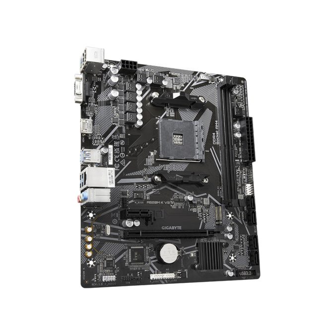 Материнская плата, Gigabyte, A520M K V2 (4719331852771), AM4, А520, 2xDDR4 2133/2400/2667/3200/5100(OC), 4xSATA3, 1xM.2 (PCIe 3.0 x4/x2 and SATA), Raid, 1xD-Sub, 1xHDMI, 1xPCI-Ex16, 1xPCI-Ex1, mATX