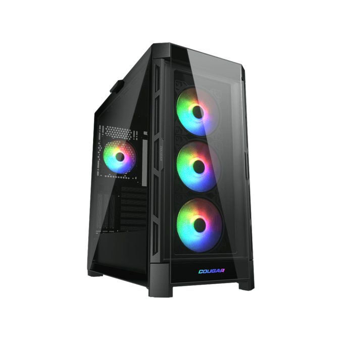 Компьютерный корпус, Cougar, Duoface Pro RGB CGR-5AD1B-RGB, CEB/ATX/Micro ATX/Mini ITX, USB 1*Type C/2*3.0/1*2.0, HD-Audio+Mic, Кулер 3*12см ARGB/1*12см ARGB, Высота процессорного кулера до 190 мм, Длина VGA до 390мм, 2*3.5"/2*2.5", Толщина 0,6мм, 496x240x465мм, Без Б/П, Чёрный