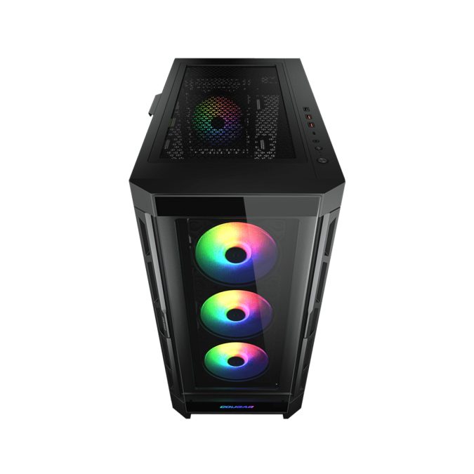 Компьютерный корпус, Cougar, Duoface Pro RGB CGR-5AD1B-RGB, CEB/ATX/Micro ATX/Mini ITX, USB 1*Type C/2*3.0/1*2.0, HD-Audio+Mic, Кулер 3*12см ARGB/1*12см ARGB, Высота процессорного кулера до 190 мм, Длина VGA до 390мм, 2*3.5"/2*2.5", Толщина 0,6мм, 496x240x465мм, Без Б/П, Чёрный