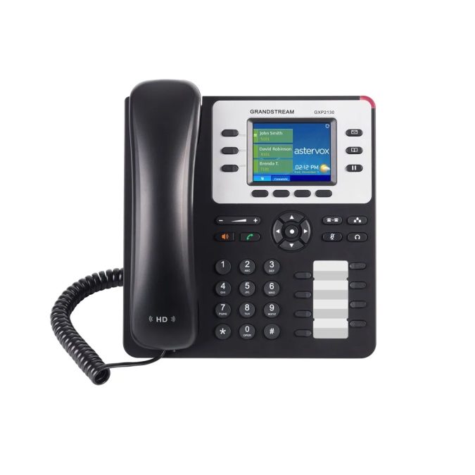 IP телефон, Grandstream, GXP2130, 3 SIP- аккаунта, 3 линии, 8 BLF, 2x GbE PoE, 4-х сторонняя конференц-связь, ЖК-дисплей 320x240 (с подсветкой), блок питания 12 В/0.5 А