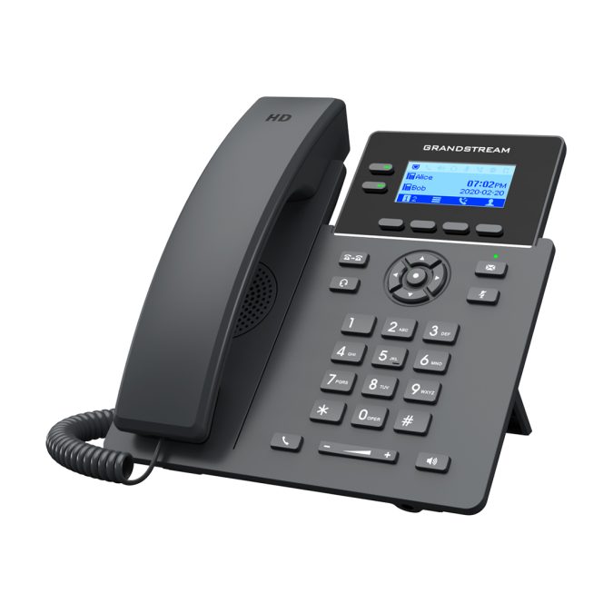 IP телефон, Grandstream, GRP2602, 4 SIP-аккаунта, 2 линии, 2 порта Ethernet 10/100 без PoE, ЖК-дисплей 132x48 (2.41 дюйма) с подсветкой, блок питания 5 В/0.6 А