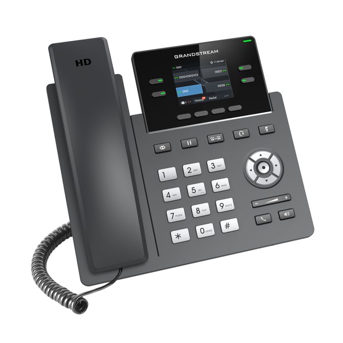 IP телефон, Grandstream, GRP2612, 4 SIP-аккаунта, 4 линии, 2 порта Ethernet 10/100 без PoE, цветной ЖК-дисплей 320x240 (2.4 дюйма), блок питания 5 В/0.6 А
