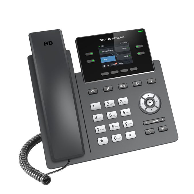 IP телефон, Grandstream, GRP2612P, 4 SIP-аккаунта, 4 линии, 2 порта Ethernet 10/100 PoE, цветной ЖК-дисплей 320x240 (2.4 дюйма), без блока питания