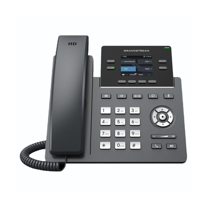 IP телефон, Grandstream, GRP2612G, 4 SIP-аккаунта, 4 линии, 2x GbE PoE, цветной ЖК-дисплей 320x240 (2.4 дюйма), блок питания 5 В/0.6 А