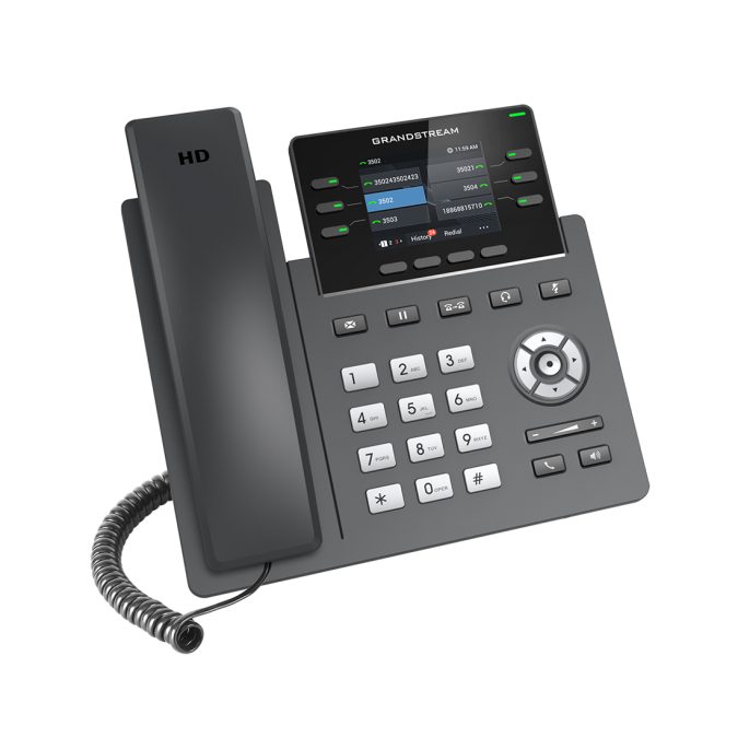 IP телефон, Grandstream, GRP2613, 3 SIP-аккаунта, 6 линий, 2x GbE PoE, цветной ЖК-дисплей 320x240 (2.8"), 24 виртуальных клавиши BLF, блок питания 5 В / 0.6 А