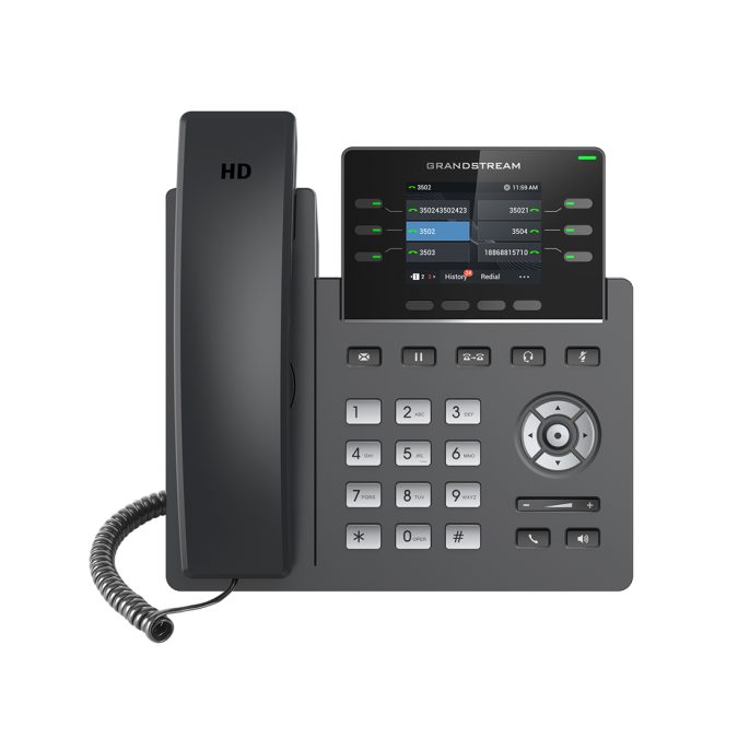 IP телефон, Grandstream, GRP2613, 3 SIP-аккаунта, 6 линий, 2x GbE PoE, цветной ЖК-дисплей 320x240 (2.8"), 24 виртуальных клавиши BLF, блок питания 5 В / 0.6 А